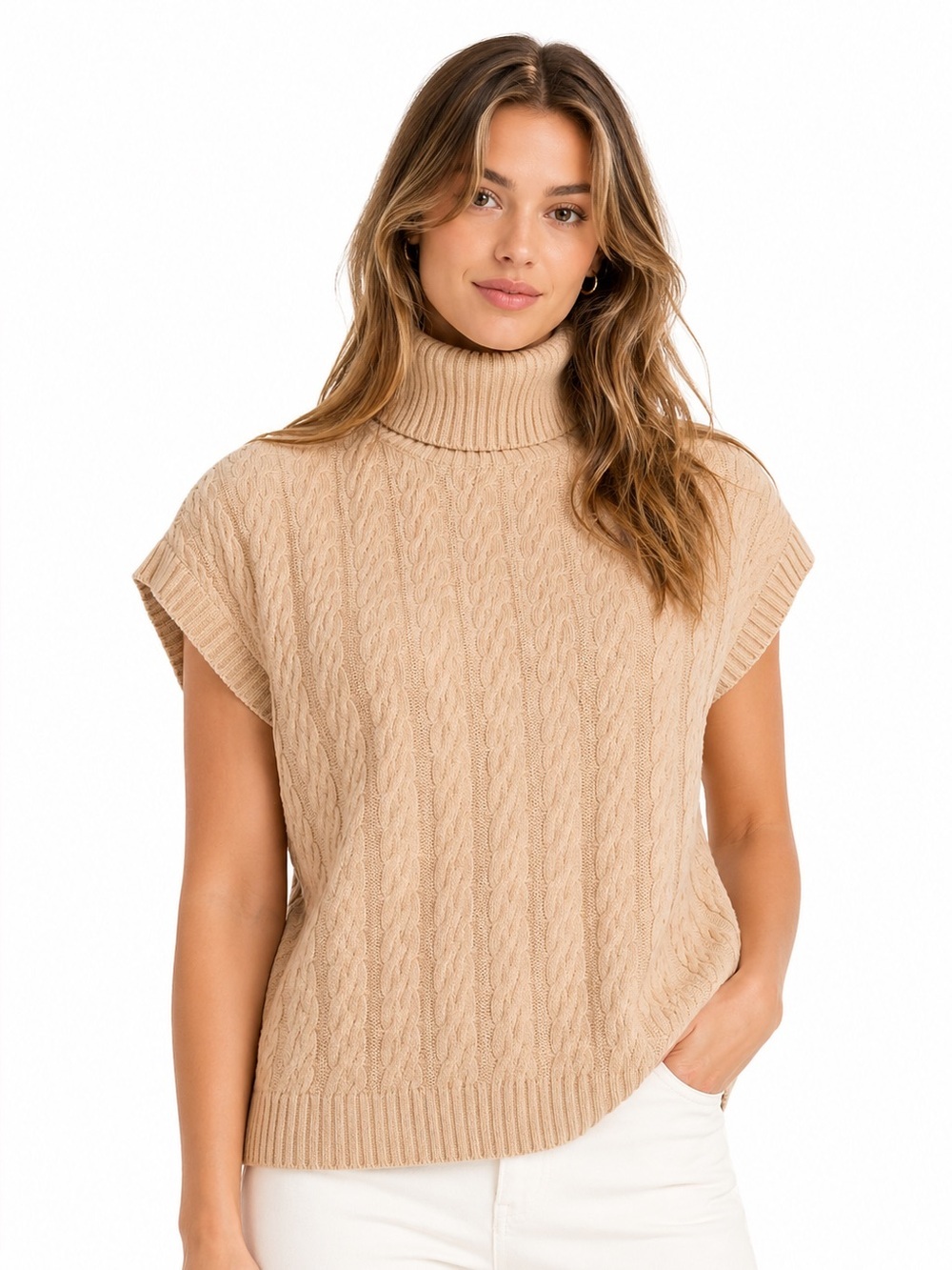 Calvin Klein Jeans Women's Turtleneck Sweater - Tan